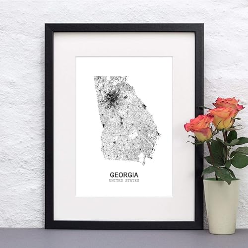 Miniatura 4 de Eleville 11 x 14 sin marco Georgia Estados Unidos Country View Abstract Road Modern Map Art Print Poster Wall Office Home Decor Minimalist Line Art