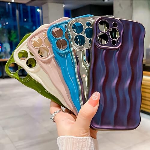 Miniatura 8 de Funda con patrón de ondas de agua para iPhone 13 Pro Max, TPU suave, a prueba de golpes, cubierta trasera protectora de cámara para mujeres y niñas,