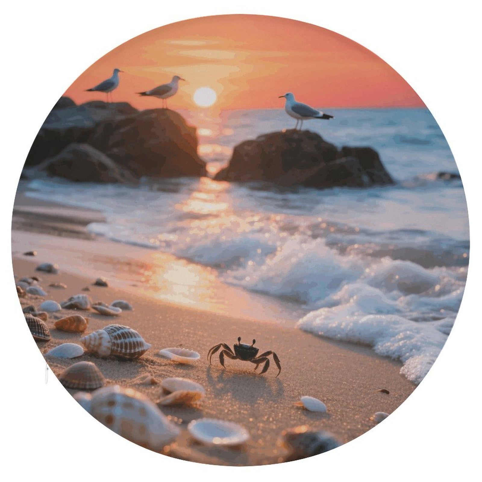 VstaDank Sea Beach Sunset Cushions Memory Non Slip Car Seat Cushions Dining Chairs Cushion Indoo Dining Room Round Chair Pads with Zipper and Removable Cover Cushion