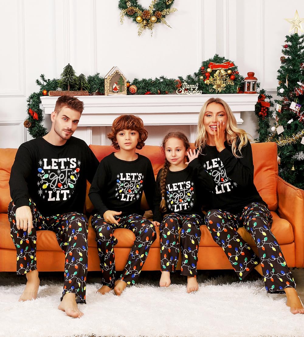 VNVNE Family Matching Christmas Pajamas Sets,Holiday Casual Xmas PJs Set Classic Long Sleeved with Long Pants Sleepwear - Image 6