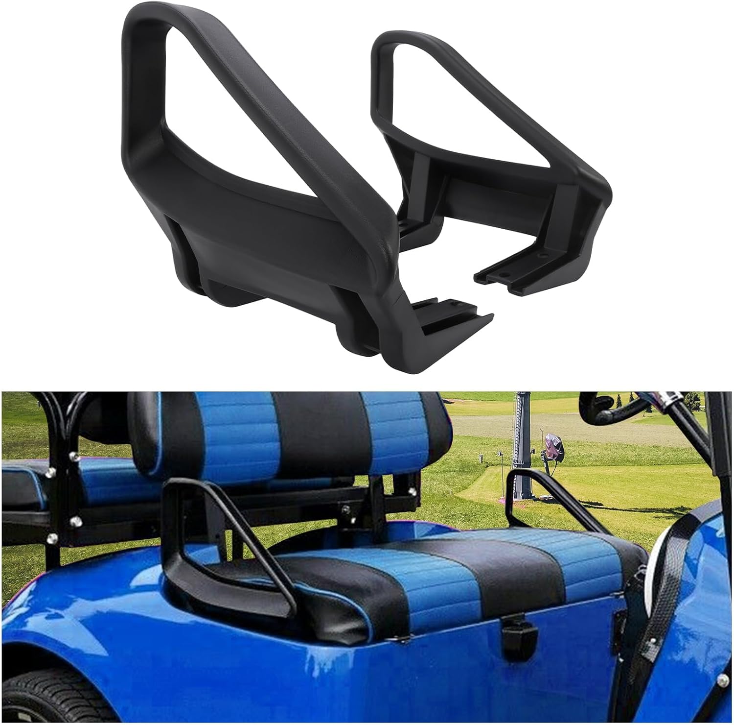 HECASA Golf Cart Seat Handle Pair Compatible with 1994-Up EZGO TXT Gas & Electric Replacement for 71701-G01 71702-G01 Arm Rest Hip Restraints Driver & Passenger Side Plastic Black