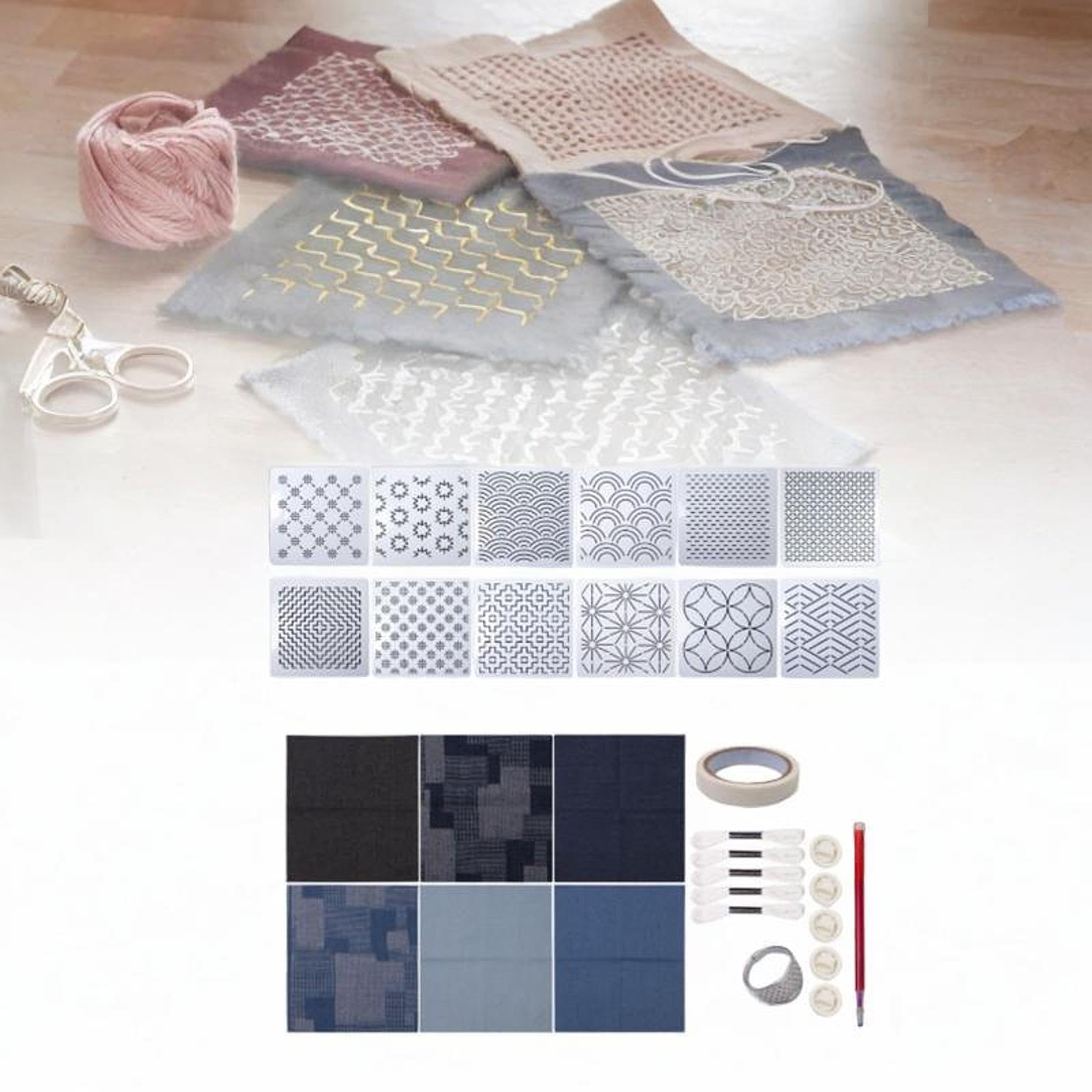 KSJOAIDDE Set di 5 set di accessori da ricamo per principianti, accessori per patchwork, sottobicchieri, set B