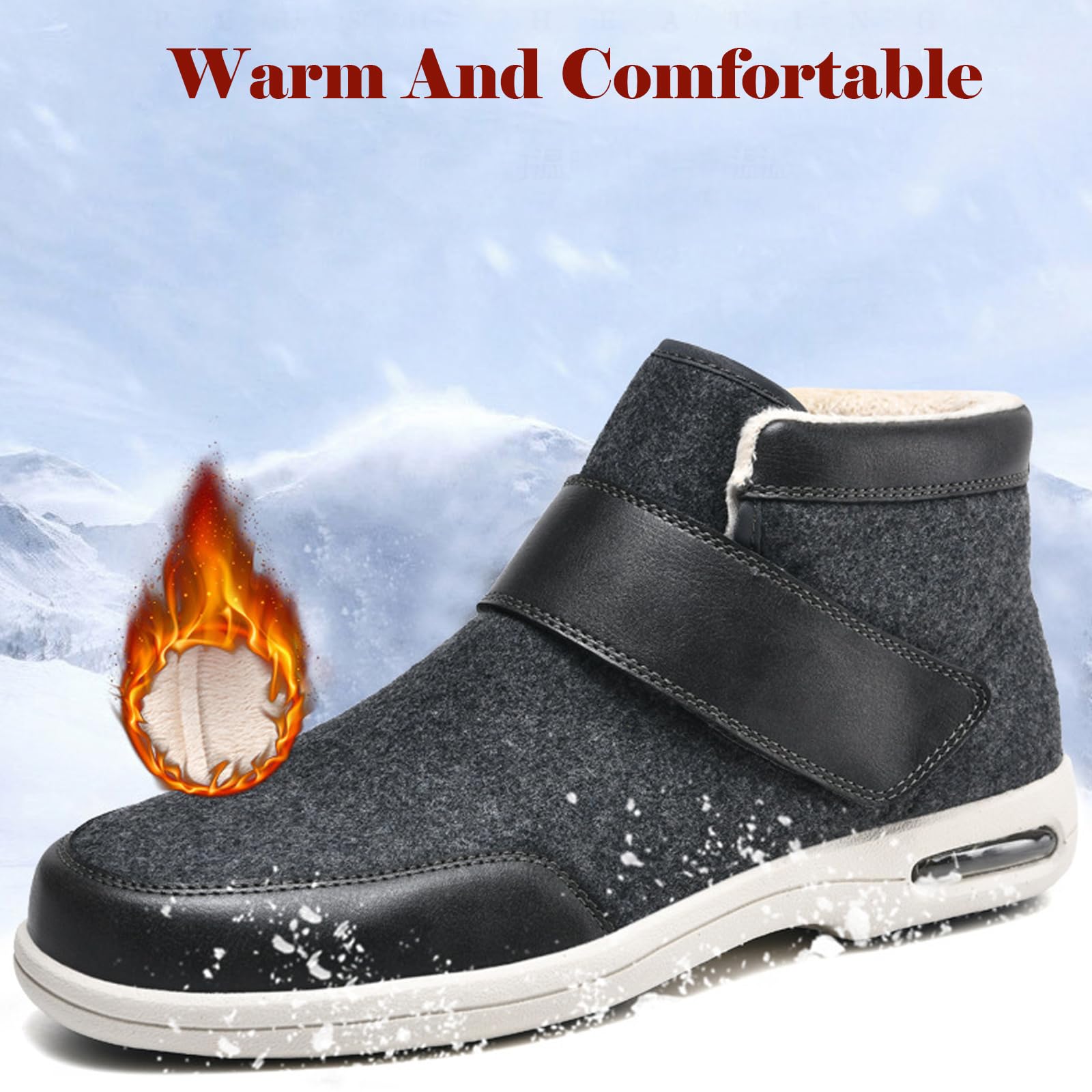 Scarpe Diabetiche Uomini,Caldo Inverno Sportive da Ortopediche Eversione del Pollice Comfort Regola Le Scarpe da Passeggio