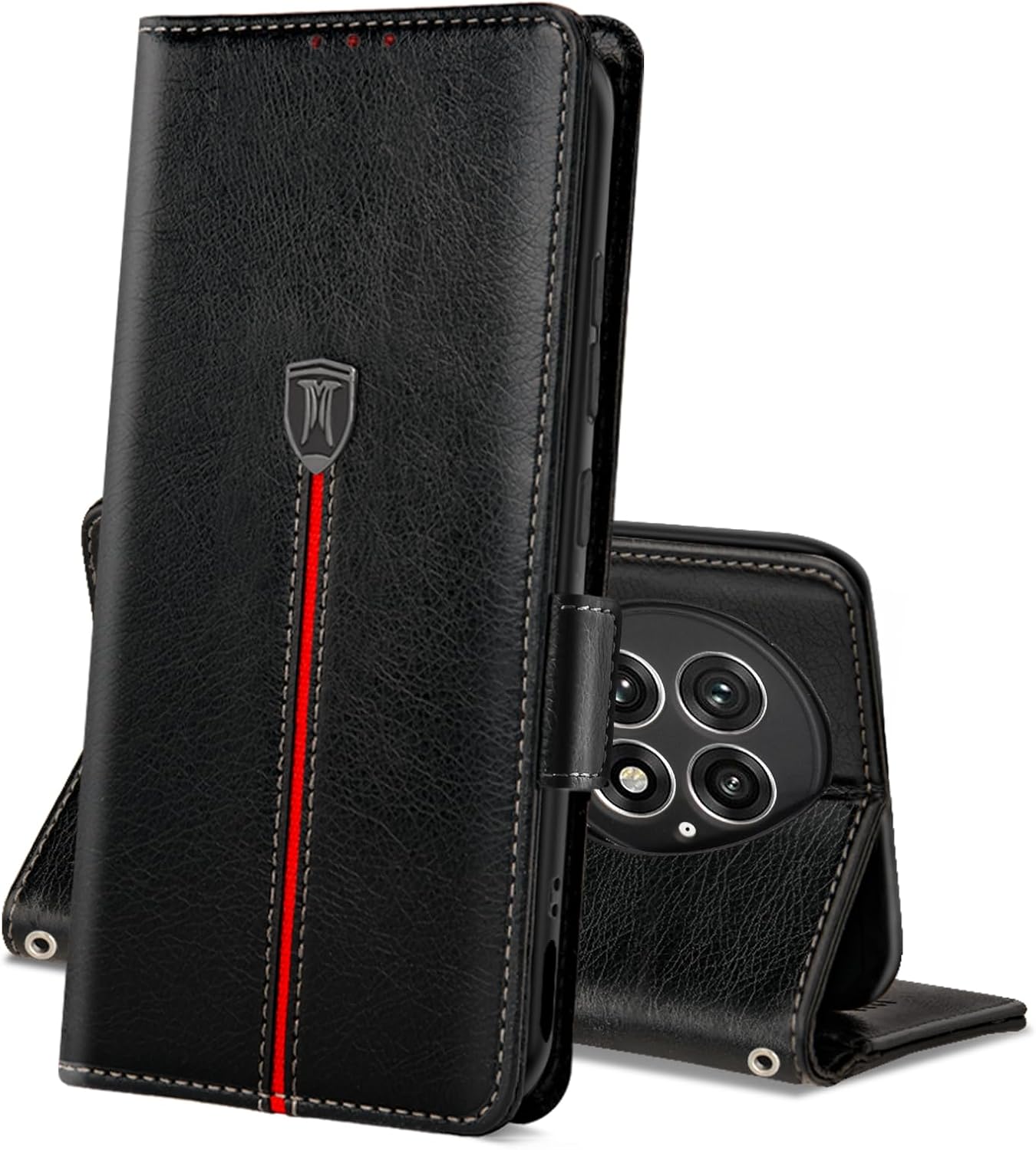 MAMA MOUTH For OnePlus 13 5 G Case Magnetic Leather Card Slot Mobile Phone Case Foldable Wallet Case Protective Case Flip TPU Bumper Silicone Book Cover Shockproof Case for OnePlus 13 5 G Jet Black