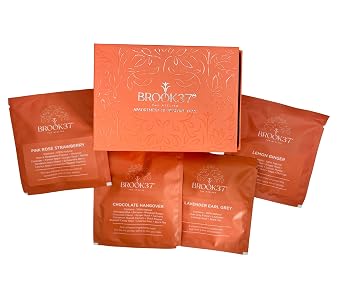 Brook37 Premium Assorted Tea Sampler Box - 8 Exquisite flavours | Natural Ingredients & Flavors | Tea Bag | Low Caffeine | Plastic Neutral Brand | Ideal Tea Gift Set