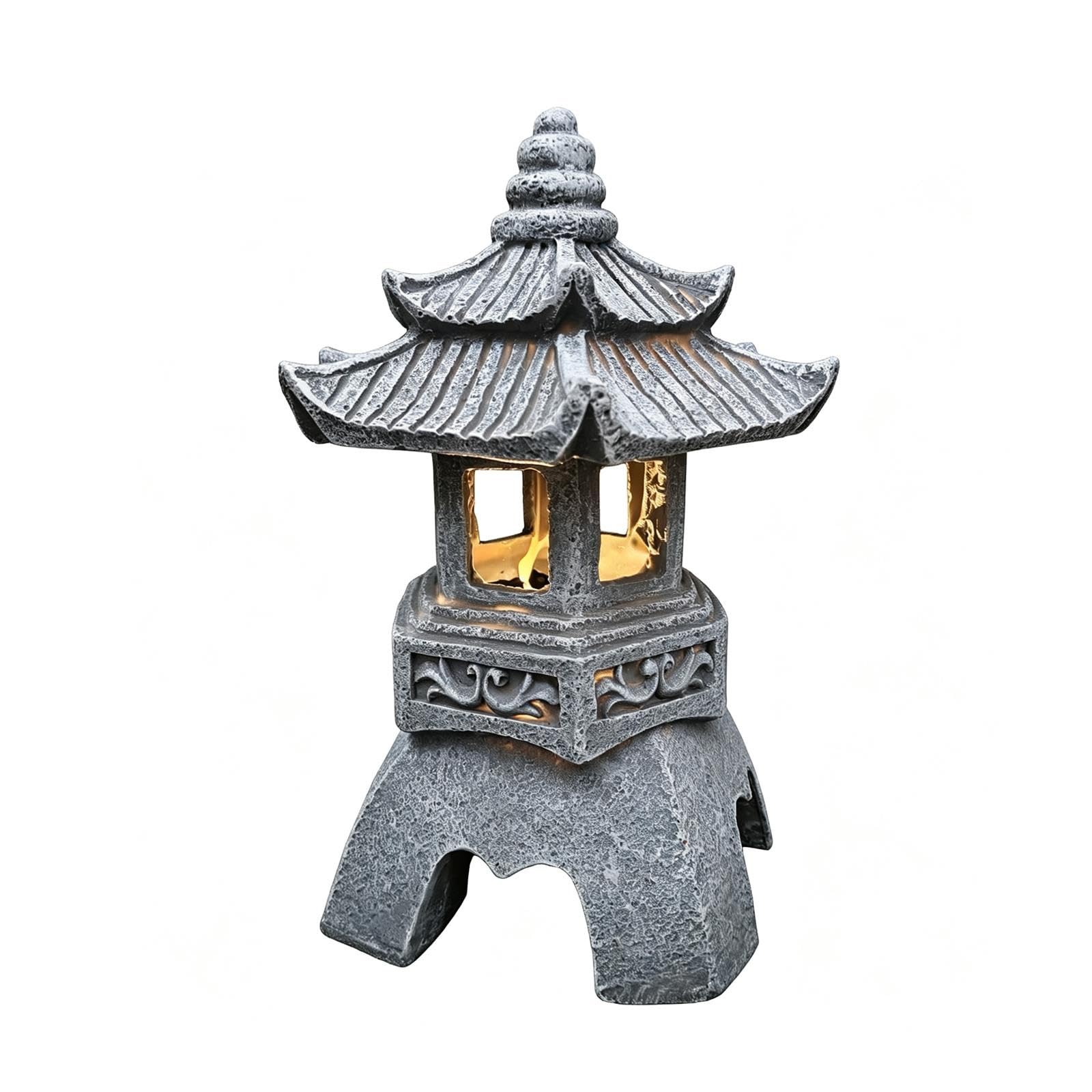 Estatuas de la pagoda solar, linterna solar de resina, pagoda zen