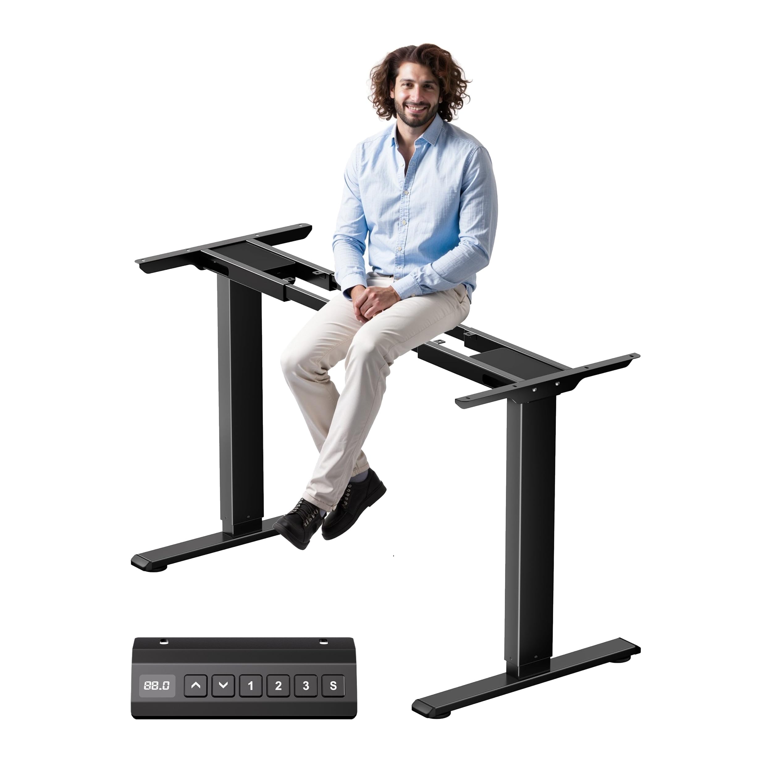 Photo 1 of [PARTIAL SET] AspenLoft Dual Motor Electric Standing Desk Frame Workstation,Memory Controller Height Adjustment,330 lbs Capacity,Computer Desk for Home and Office,Black Frame Only