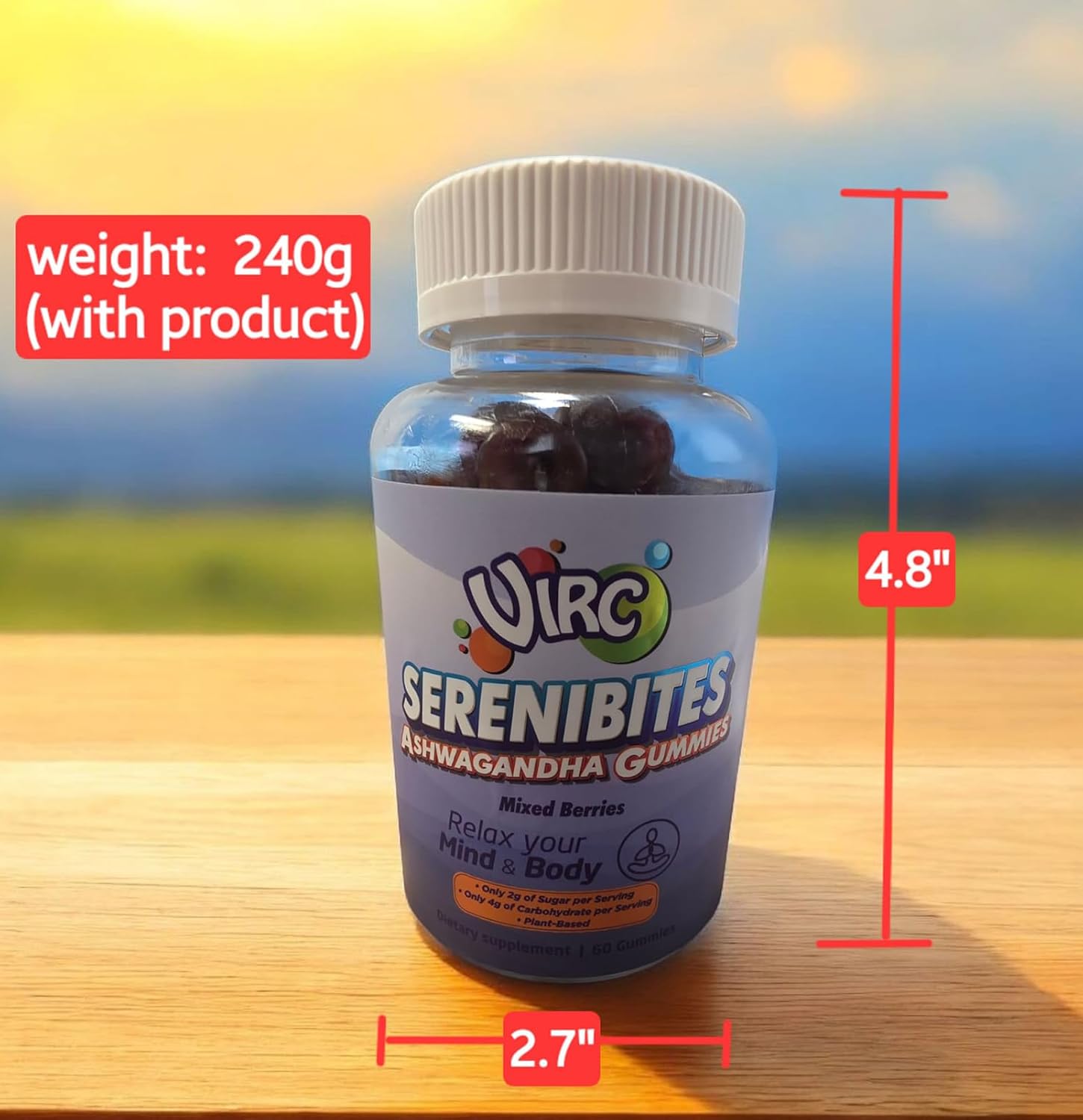 VIRC Ashwagandha Gummies 60 – Plant-Based, Low-Sugar, Mixed Berries Flavor for Daily Energy & Immune Support – Certified Vegan Dietary Supplement – Registered Facility – Non-GMO, Gluten-Nut-Free - Image 8