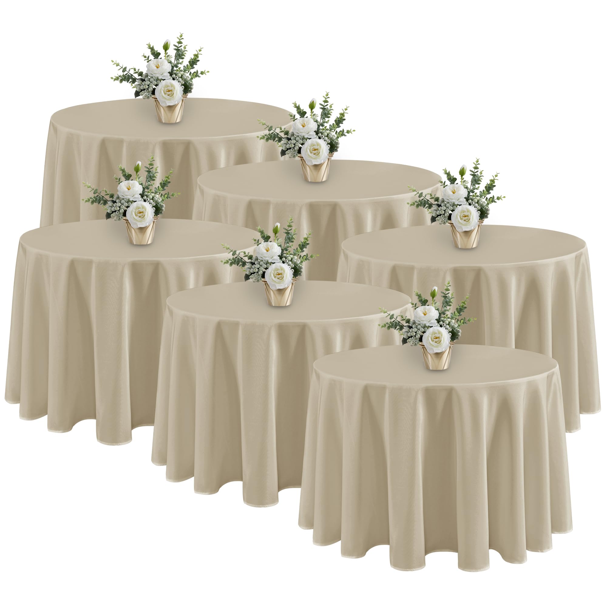 Fitable 6 Pack Nature Tablecloths 108 Inch Round for 36"-84" Tables