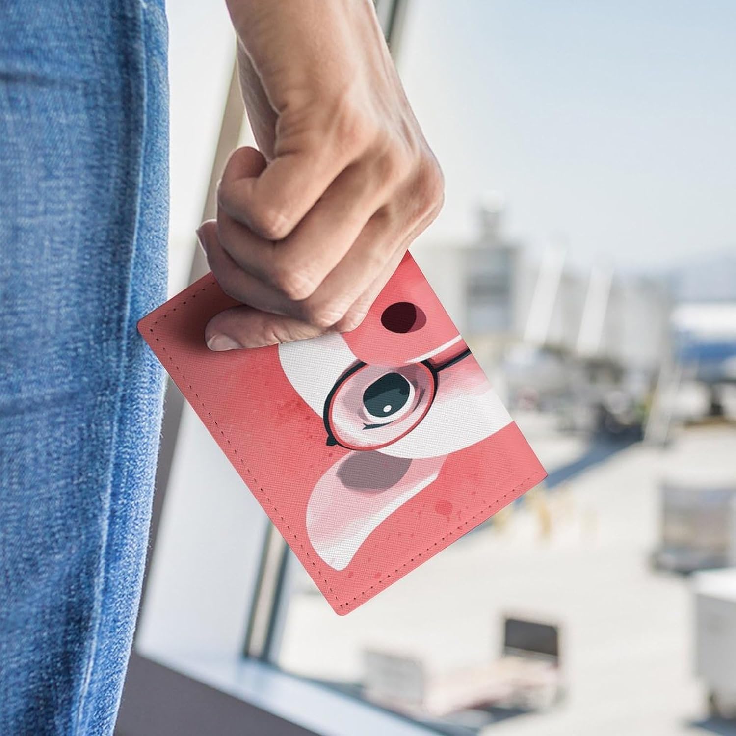 Smiling Passport Holder Travel Passports Wallet with Card Slot Passport Cover PU Passports Protector