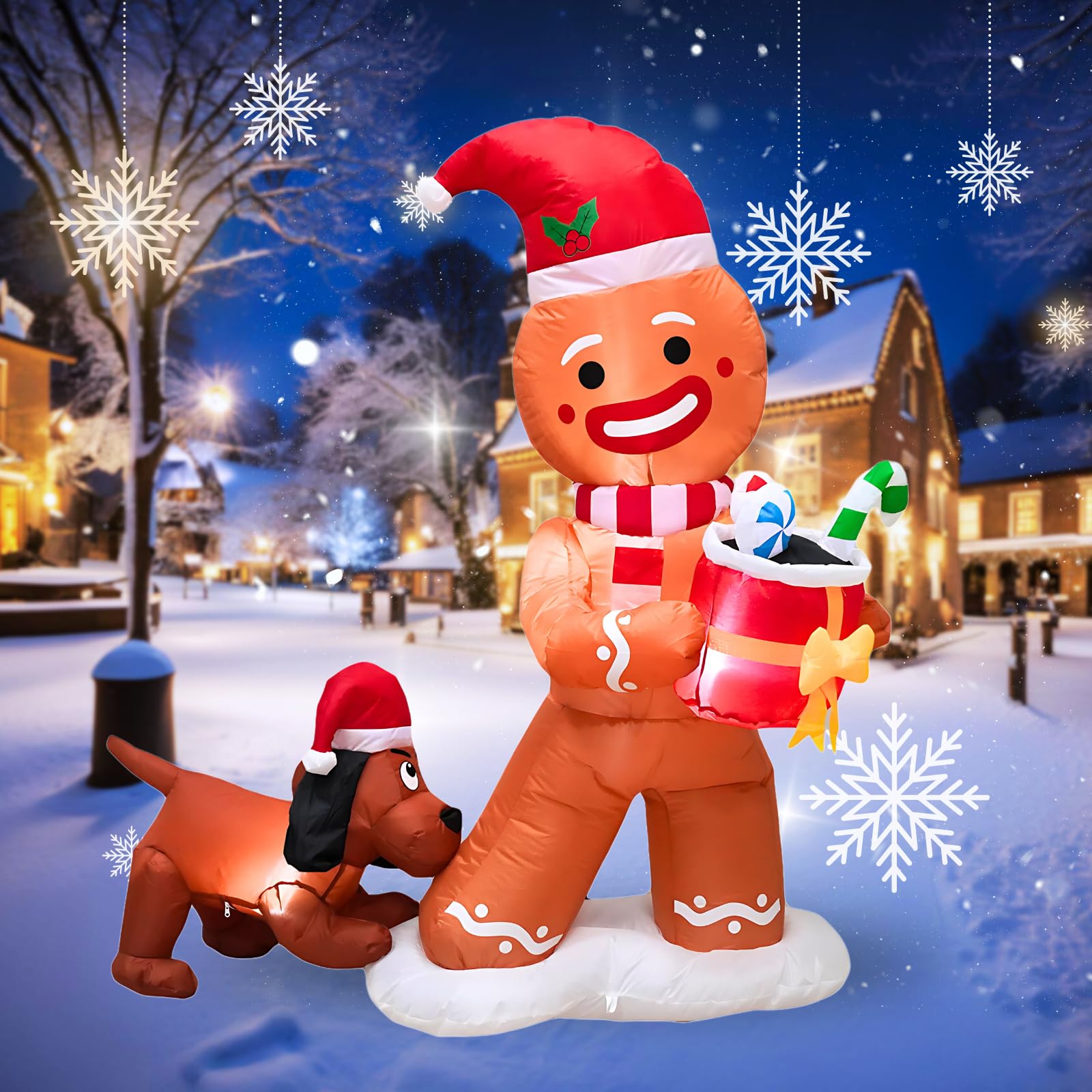 Décoration de Noël gonflable et lumineuse pour animer facilement un jardin ou un intérieur