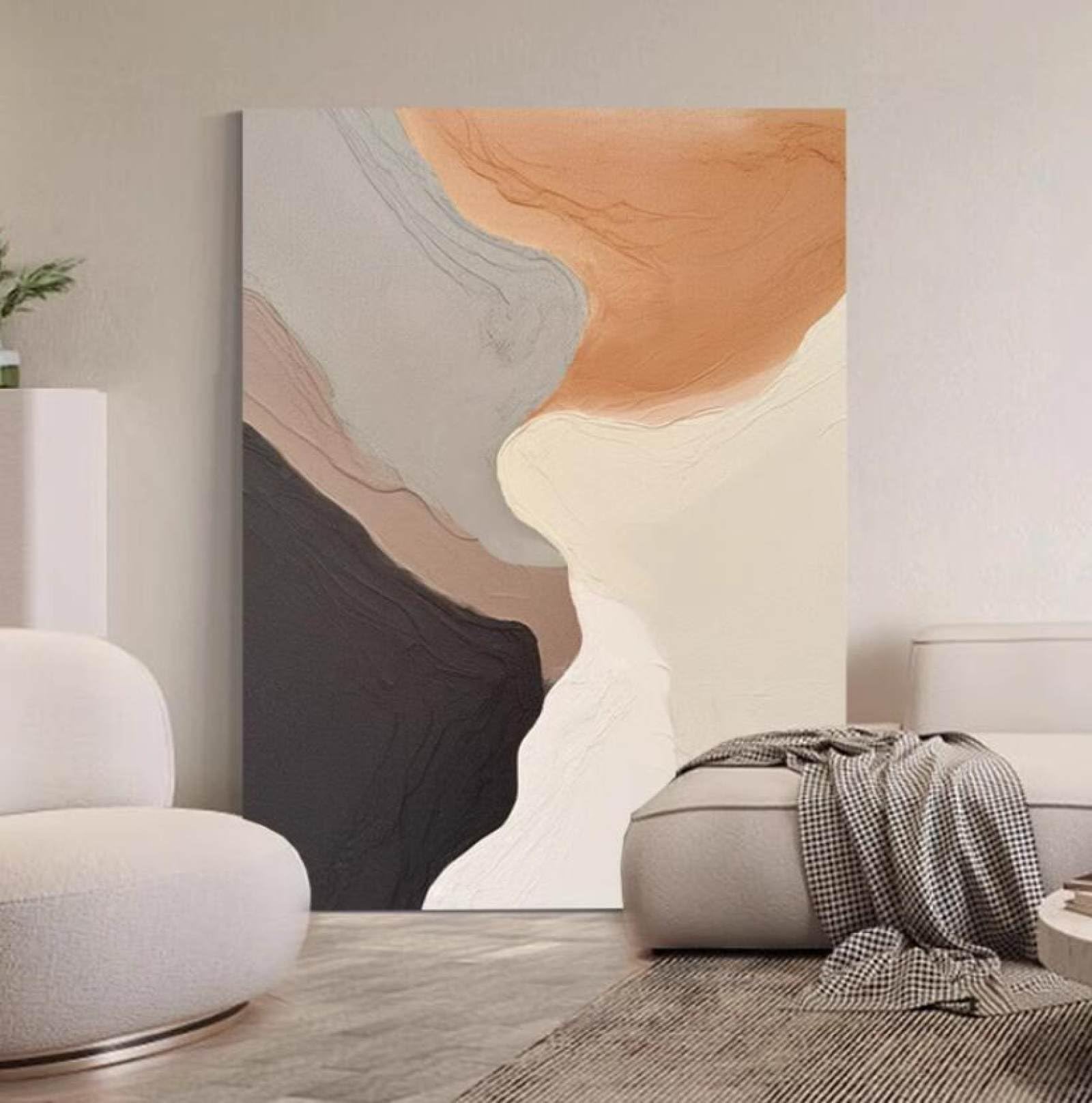 Peinture à l'huile mur familial décoration abstraite géométrique salon