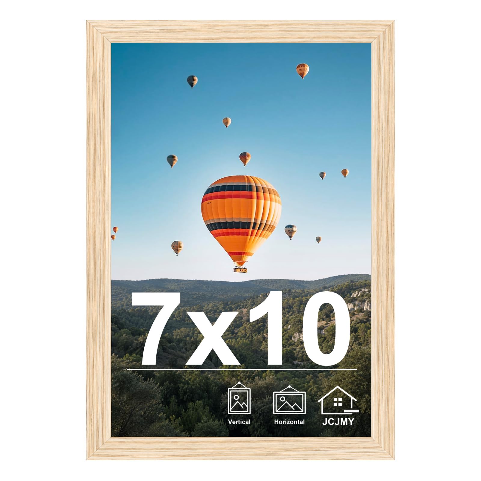 JCJMY 7x10 Picture Frame Natural for Wall Hanging or Tabletop- Wall Mounting Horizontally or Vertically, 7 x 10 Wall Gallery Poster Photo Frames for 7 by 10 Photos, Natural