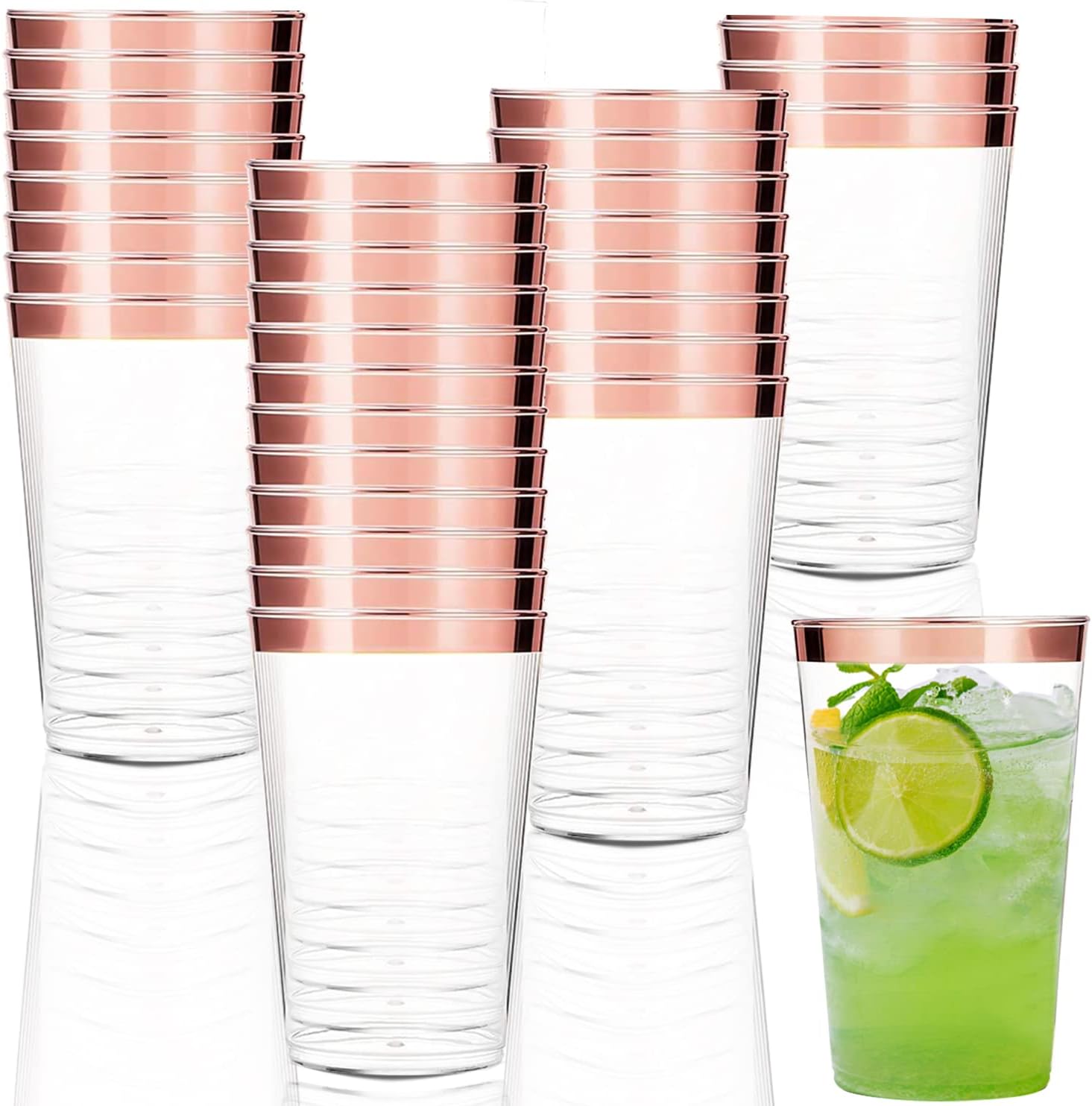 50x Plastikbecher 360ml Mit Roségold-Rand - Wieder Produktbild-Vorschau 2
