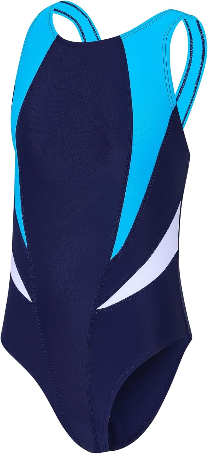 J.E Sterguard Girls' One Piece Swimsuit A Pack of 2 Girls Bathing Suits, Competition Girl Swimsuits Size 6-16 Years