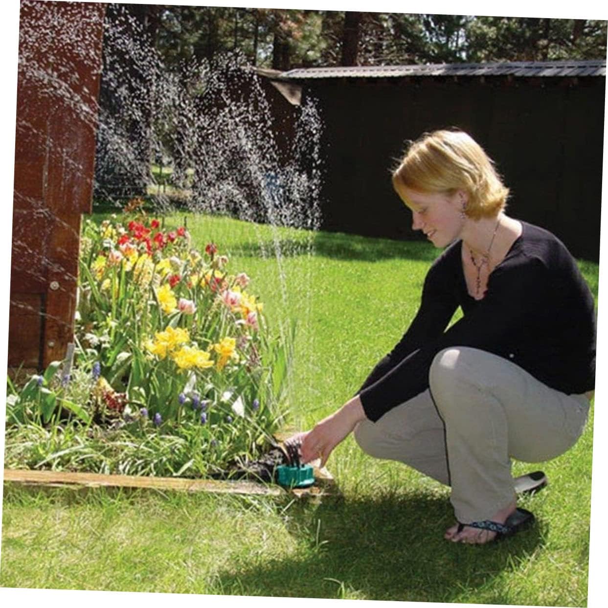 POPETPOP 4sets Automatic Garden Sprinkler System Premium Irrigation Tool for Lawns Vegetables and Flowers Easy Installation Watering Patterns Material