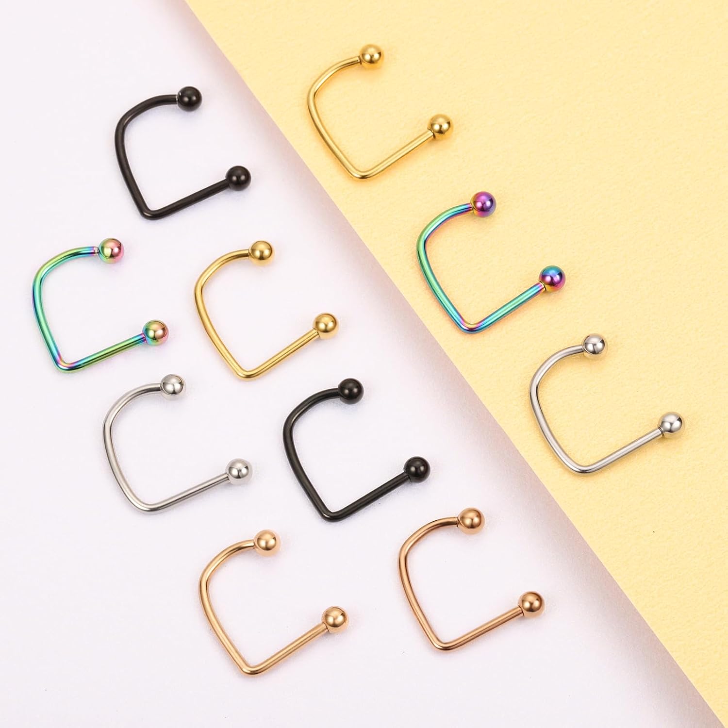 16G Stainless Steel Lip Monroe Medusa Stud Piercing U Shaped Ball Cone Lippy Loop Labret Lip Rings Piercing Jewelry 8mm 10mm 12mm (12mm)