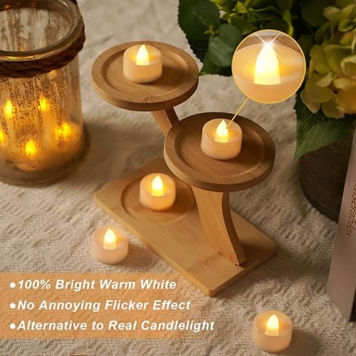 Miniatura 25 de BEICHI Paquete de 24 velas de té con temporizador, funciona con pilas, luz de té LED con temporizador, vela votiva sin llama integrada de 6 horas