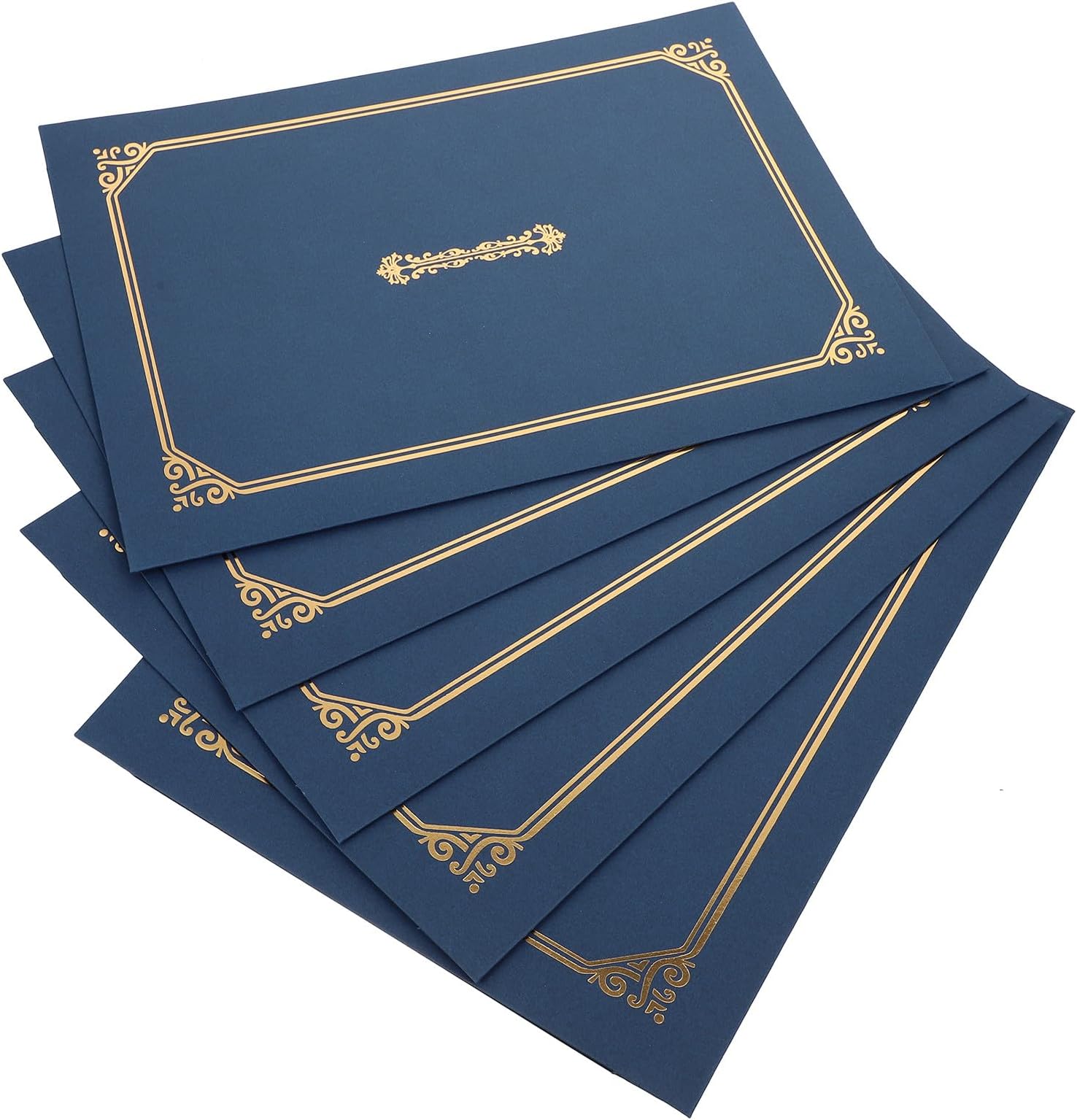Healifty 5 Pcs A4 Certificate Covers with Gold Foil Navy Blue Diploma Holders Paper Award Covers Protective Shells for Graduation and Award Documents