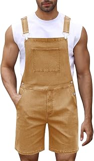 Mono vaquero casual para hombre con botones en la parte delantera, cómodo peto para uso diario con camiseta, jeans elásticos duraderos para todas las estaciones