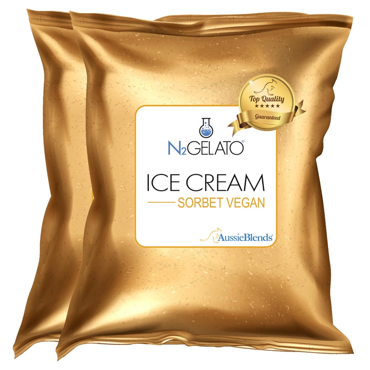 AussieBlends Sorbet Mix, Vegan Dairy Free Soft Serve Mix for Sorbet Maker | Soft Serve, Rolled Ice Cream, Gelato, Liquid Nitrogen, and Scooped Base | 2-Pack, Imported