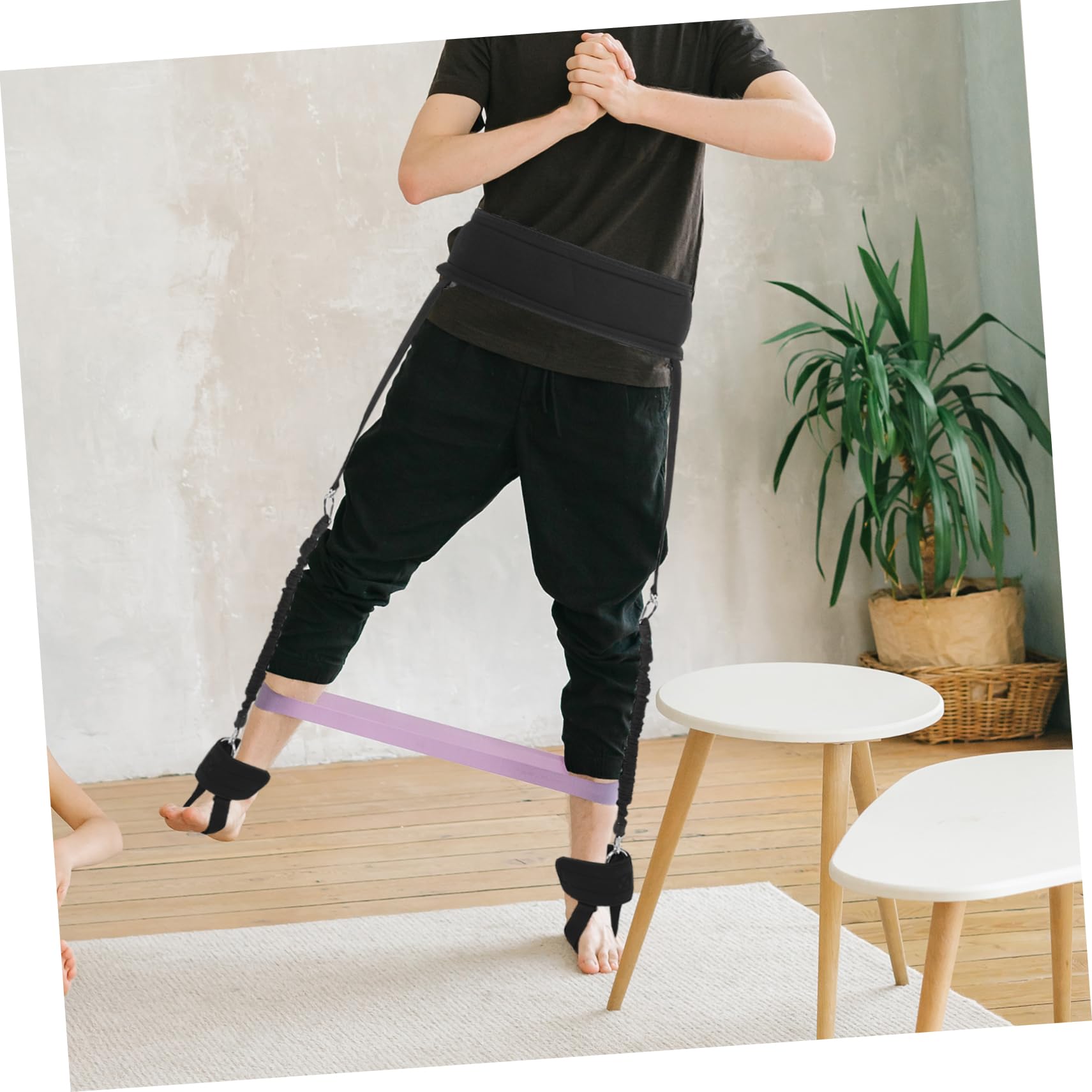 Set di Bande Elastiche Resistenza Fitness Nero, 1 Pezzo | Tessuto a Griglia e Lattice, Palestra o Ufficio, Allenamento Gambe e Fianchi per Uomo