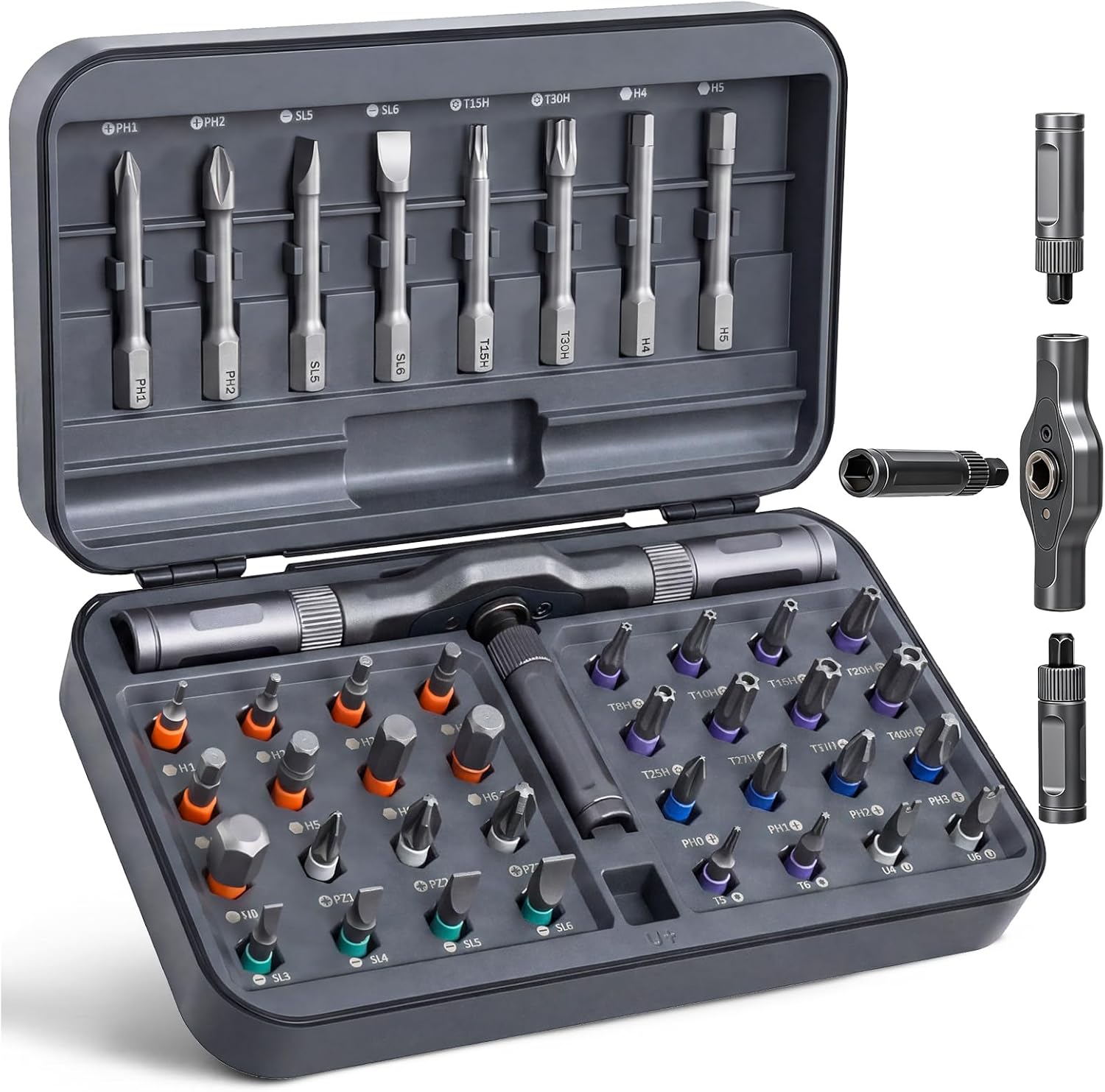 Magnetic Screwdriver Set, 42-in-1 Multi-Bit Ratcheting T-Handle Screwdriver with Storage Case, Repair Tool Kit for Computer, Eyeglasses, Watch, Bicycle, Ring Doorbell, Furniture and DIY