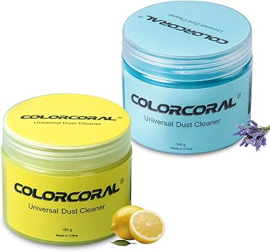 جل تنظيف السيارة COLORCORAL 2Pack معجون تنظيف السيارة،مخاط منظف داخلي عالمي للسيارة، مستلزمات مجموعة التنظيف المثالية، ملحقات أدوات تفصيل السيارات، هدايا مزيل الغبار للرجال والنساء، أزرق، أصفر