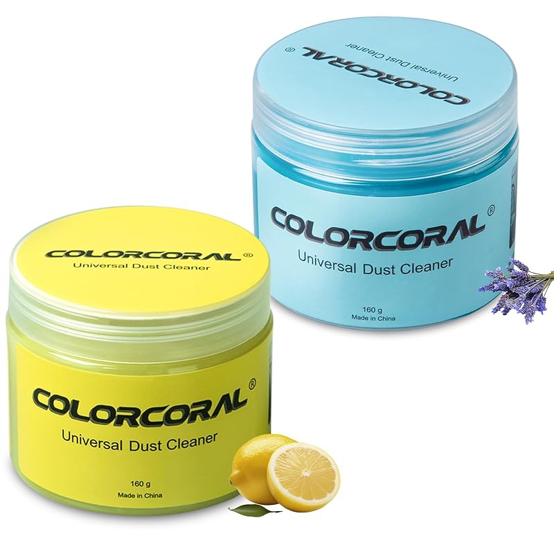 ColorCoral Gel de Limpeza para Carro e Eletrônicos com Aromas de Lavanda e Limão, Reutilizável, 2 unidades