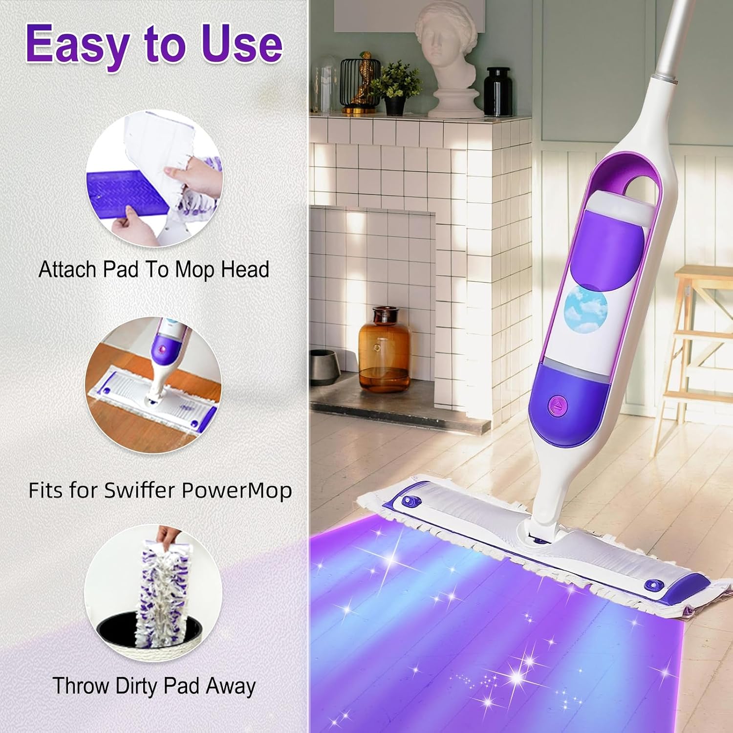  40 Pack Disposable Power Mop Pads for Swiffer Power Mop Pads | Compatible with Swiffer Power Mop Refills Thickened Multi-Surface Replacement for Swiffer Wet Pads Refill on Finished Floors thumbnail