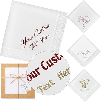 Custom Handkerchief with Name Initials Monogram Personalized Handkerchiefs for Wedding Customized Wedding Hankie Gift for Groom Bride