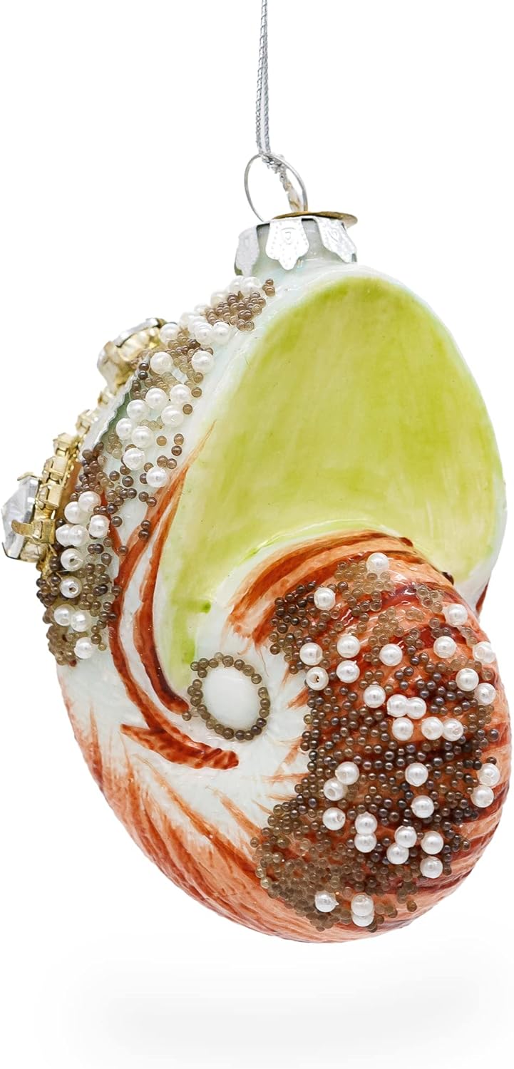 Conch Sea Snail Shell Glass Christmas Ornament - Image 2
