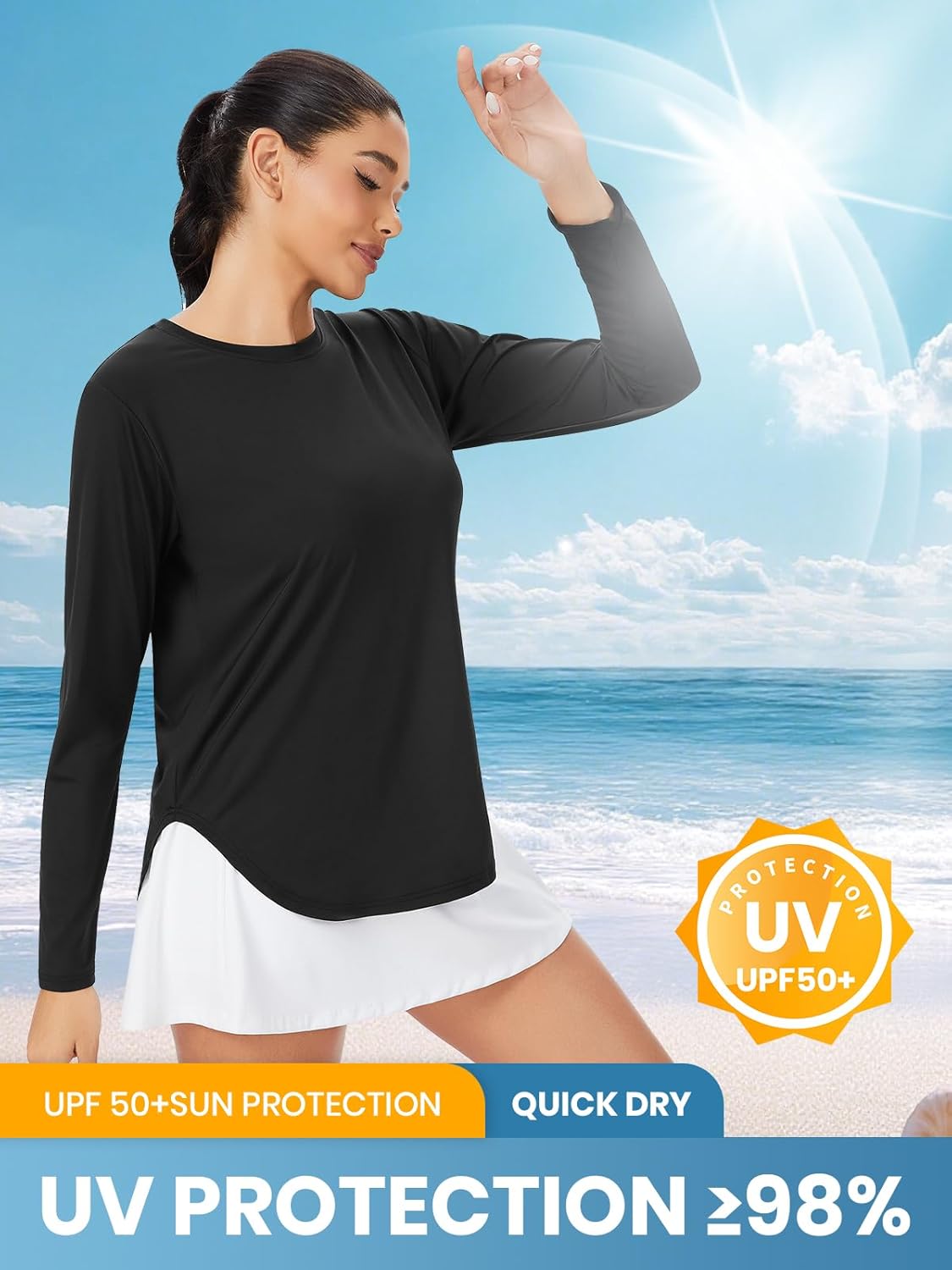 Xelky 3 Pack Womens Workout Long Sleeve Tops Quick Dry UPF 50+ Athletic T-Shirts Sun Protection Yoga Shirts Running Tee - Image 5
