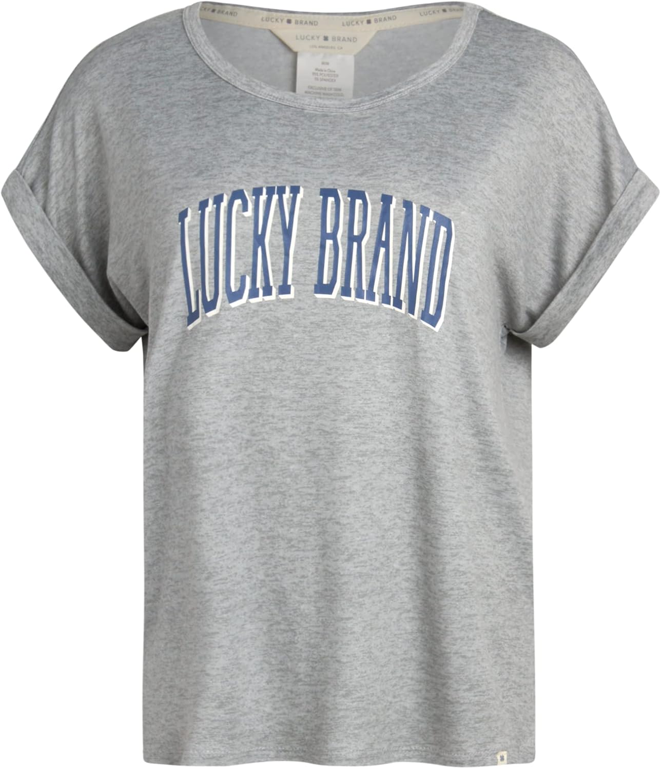 Lucky Brand Women's 2 Piece Pajama Set, Roll Sleeve Top & Shorts, Casual Sleepwear and Loungewear, Cozy Soft Pjs - Image 6