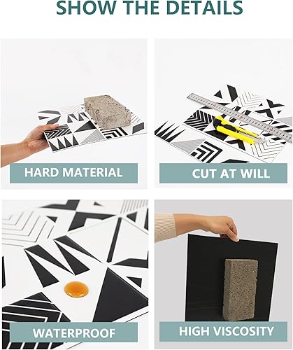 Miniatura 3 de 10 hojas de materiales duros para despegar y pegar, azulejos de PVC, paneles de pared 3D para sala de estar, baño, 11.6 x 11.6 pulgadas