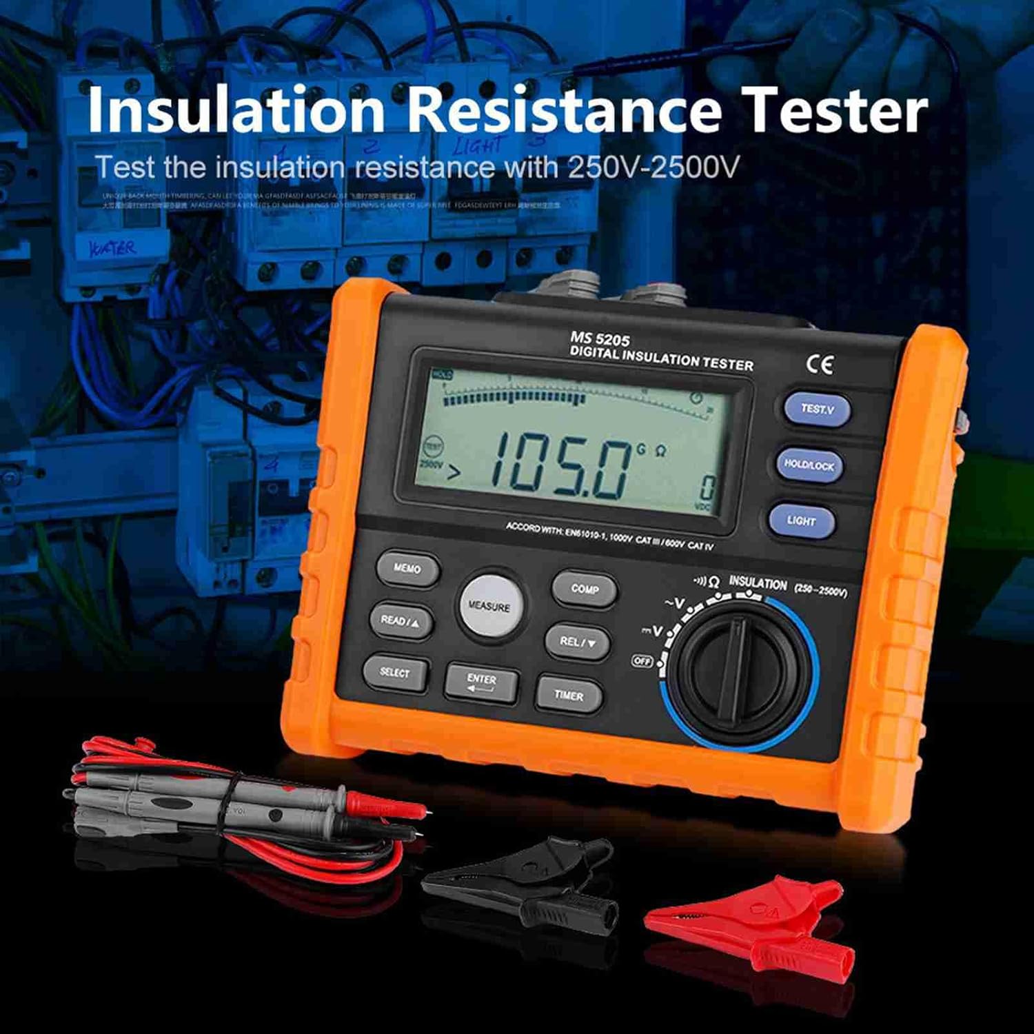 MS5205 Digital Pm5205, Isolamento Digital Insulation Tester Insulation Multimeter Tester 0.01M-100G with 250V-2500V