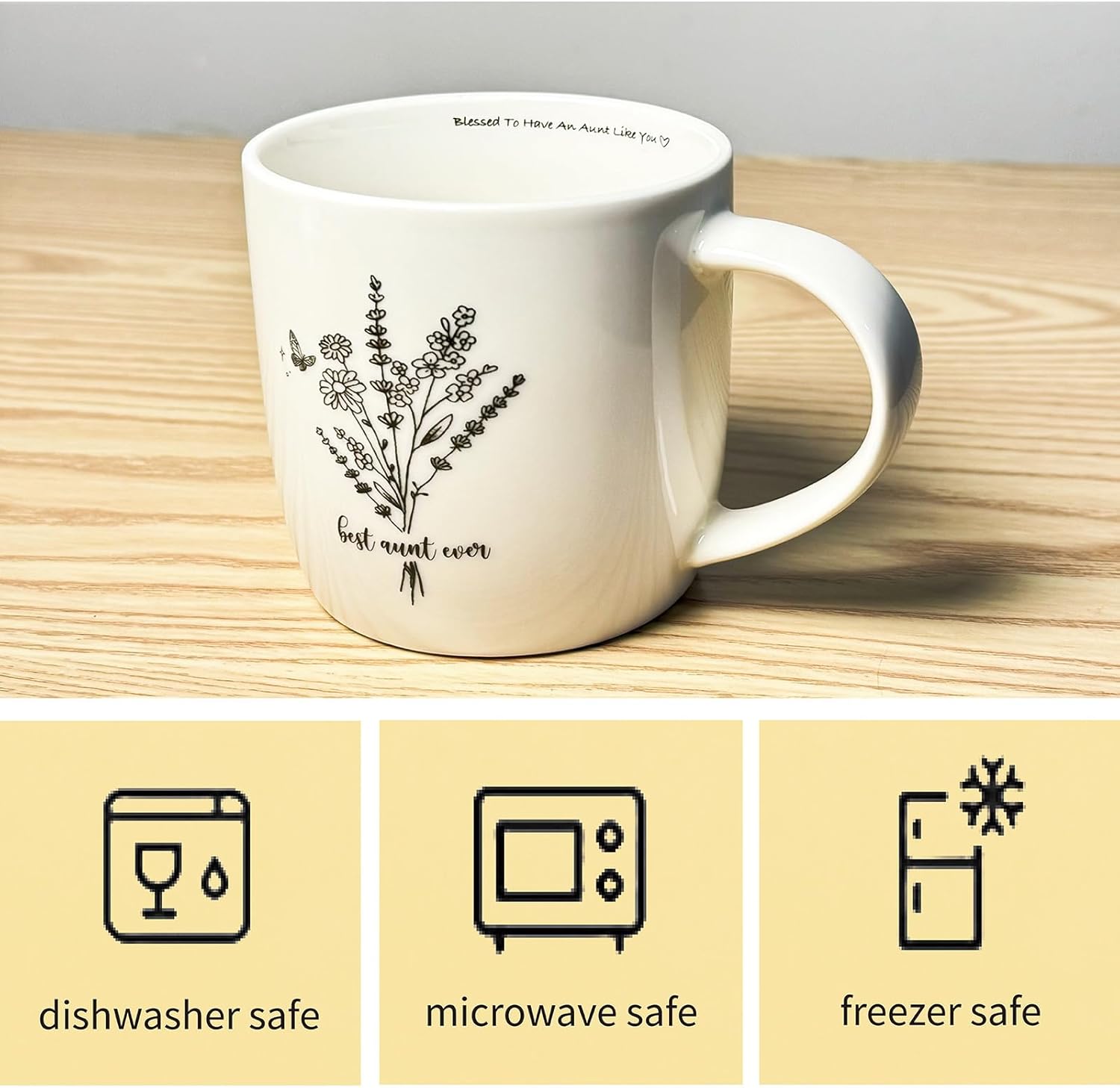 Best Aunt Ever Coffee Mug 12 Ounce Ceramic with Keychain, Auntie Gifts from Niece Nephew, Auntie Mug, Gifts for Favorite Aunt Birthday Mothers Day Christmas - Image 5