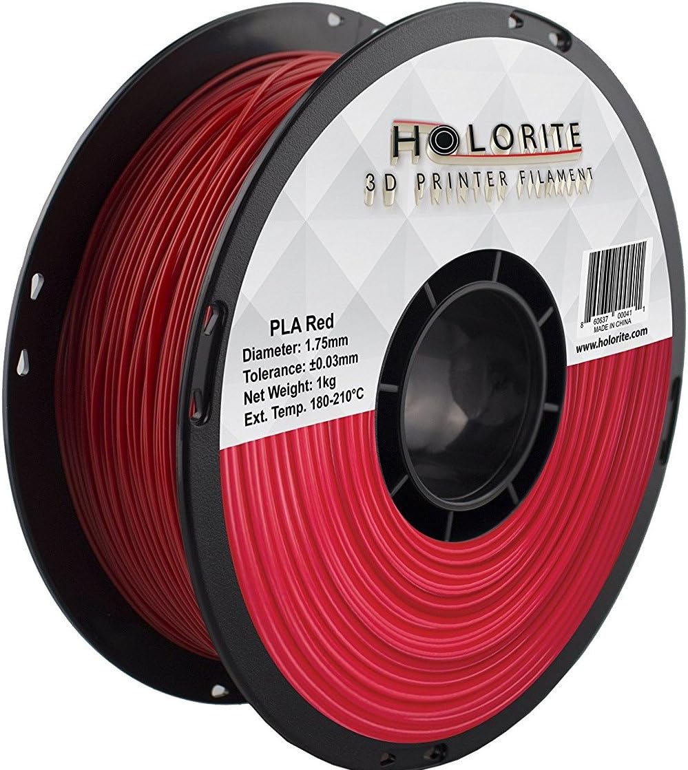 3D Printer Filament - Premium 3D Printer PLA Filament, 1.75 mm Diameter, Dimensional Accuracy: +/- 0.03mm, 1 Kg (2.2 lbs) Spool, RED