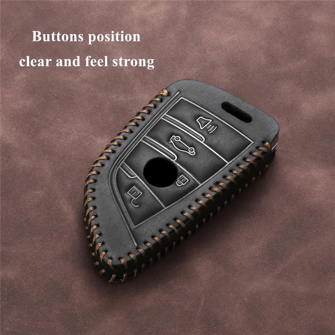 Genuine Leather Compatible with BMW key fob cover fit 2018 2023 X1 X3 X5 X6 X73 5 7 Series accessories keychains (Black) - Image 4