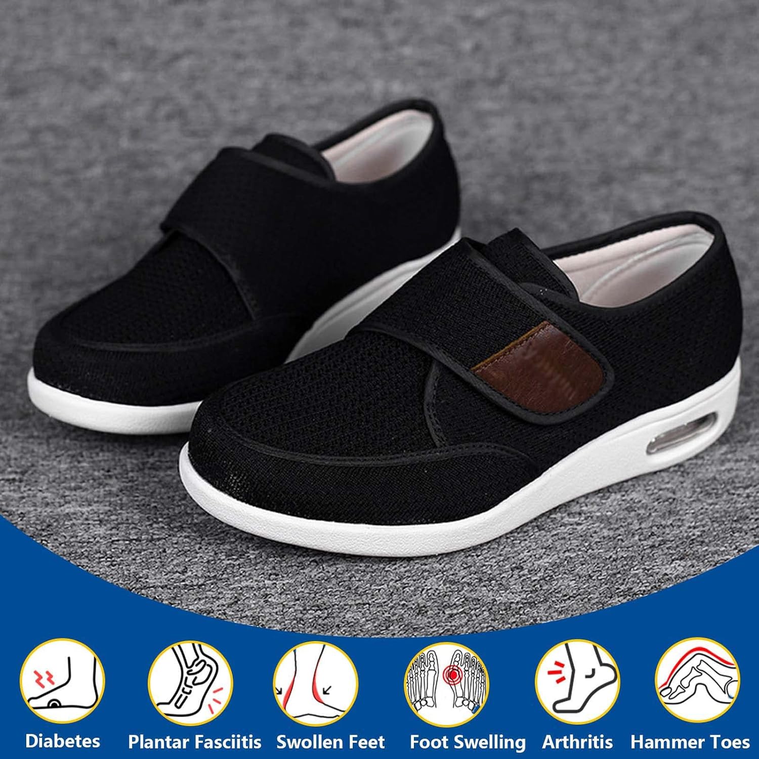 Womens Stylish Diabetic Shoes,Removable Memory Foam Insoles Lightweight for Diabetic Edema Plantar Fasciitis Men 12.5
