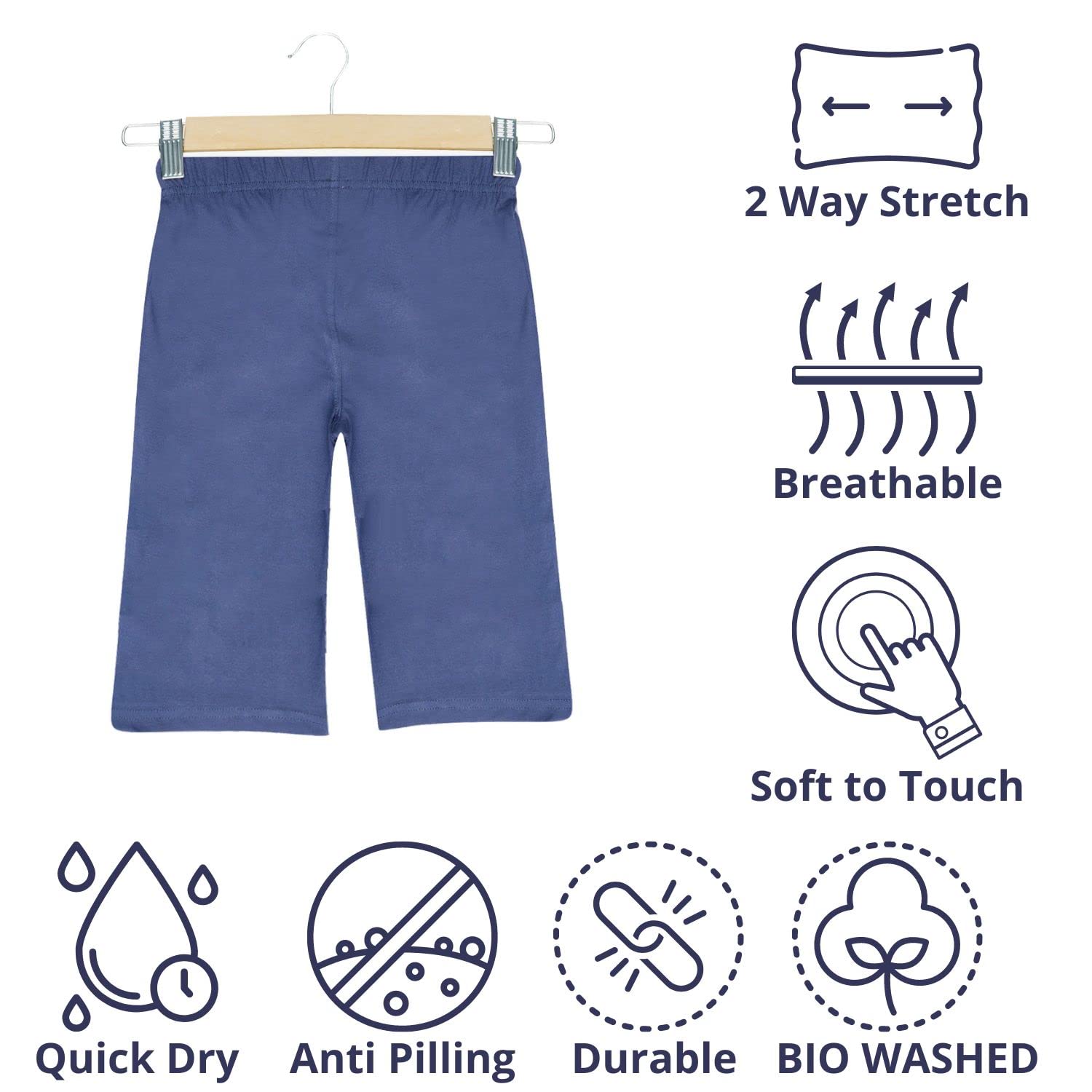 2K Kids Boys Regular Fit Cotton 3/4th Capri Bermuda Shorts Pack of 2 - Image 2 thumbnail
