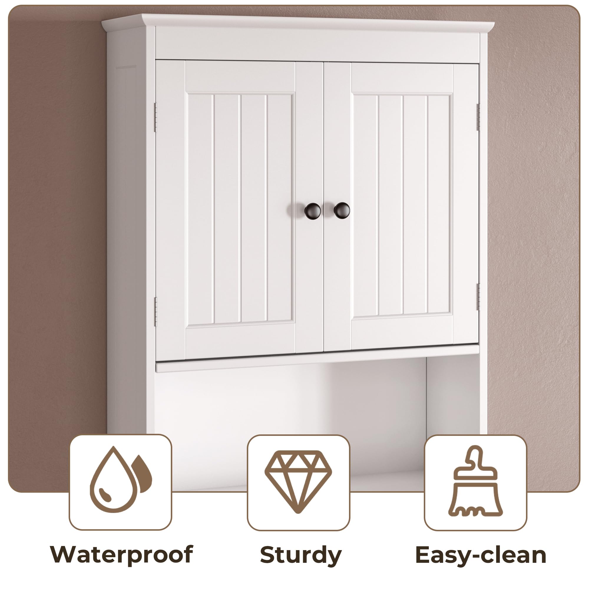 Armadio sopra WC per bagno, scaffale WC bianco con ripiani regolabili, mobile freestanding con ante, struttura robusta, 168 x 60 x 24 cm