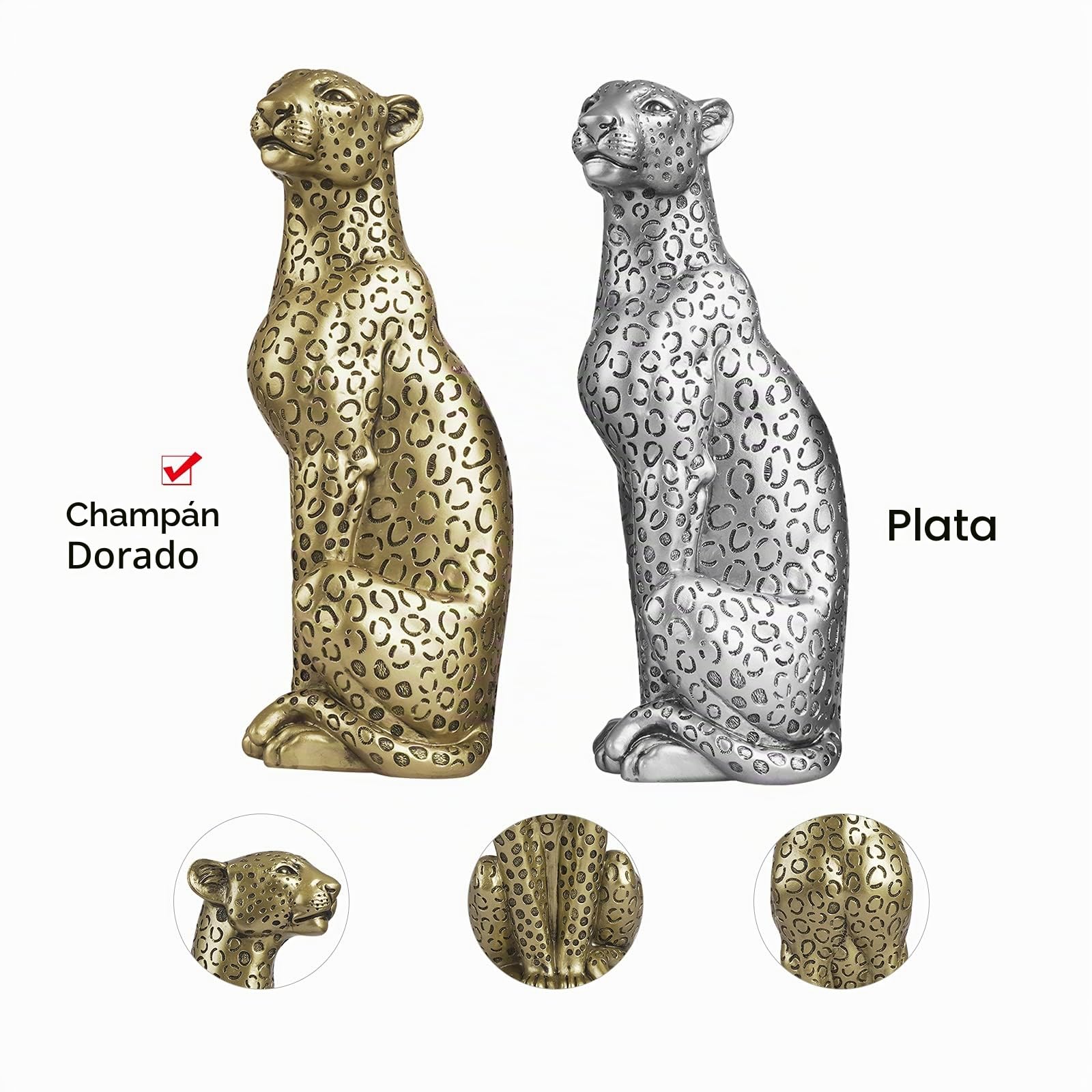 Estatua de Guepardo para decoración del hogar, Escultura de Leopardo, Figura de Guepardo Sentado, decoración de Mesa de Escritorio, decoración para el hogar, Oficina, champán Dorado