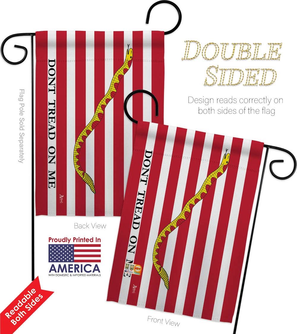 First Navy Jack Garden Flag Set Wood Dowel Americana US Historic July Memorial Veteran Independence United State American Small Decorative Gift Yard House Banner Double-Sided Made In USA 13 X 18.5