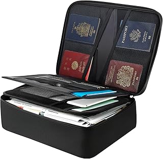 VEVOR Boîte à documents ignifuge 1000 °C, porte-documents anti-feu multicouche portable avec serrure, sac de rangement ignifuge et étanche pour fichiers importants, passeports, pour bureau, voyage