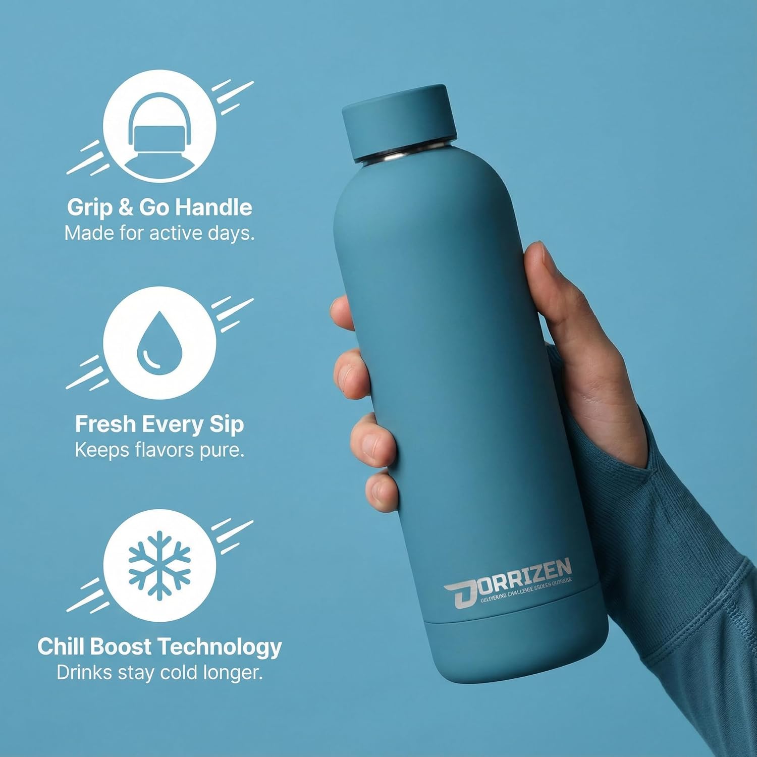 17oz Stainless Steel Insulated Water Bottle – Narrow Mouth Sports Flask, Double Wall Vacuum Travel Flask, Leak-Proof Reusable BPA-Free Cold & Hot Drink Bottle for Gym (Aqua Blue) - Image 7