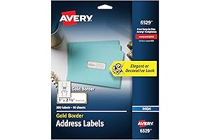 Avery Printable Wedding Address Labels with Matte White with Gold Border for Invitations