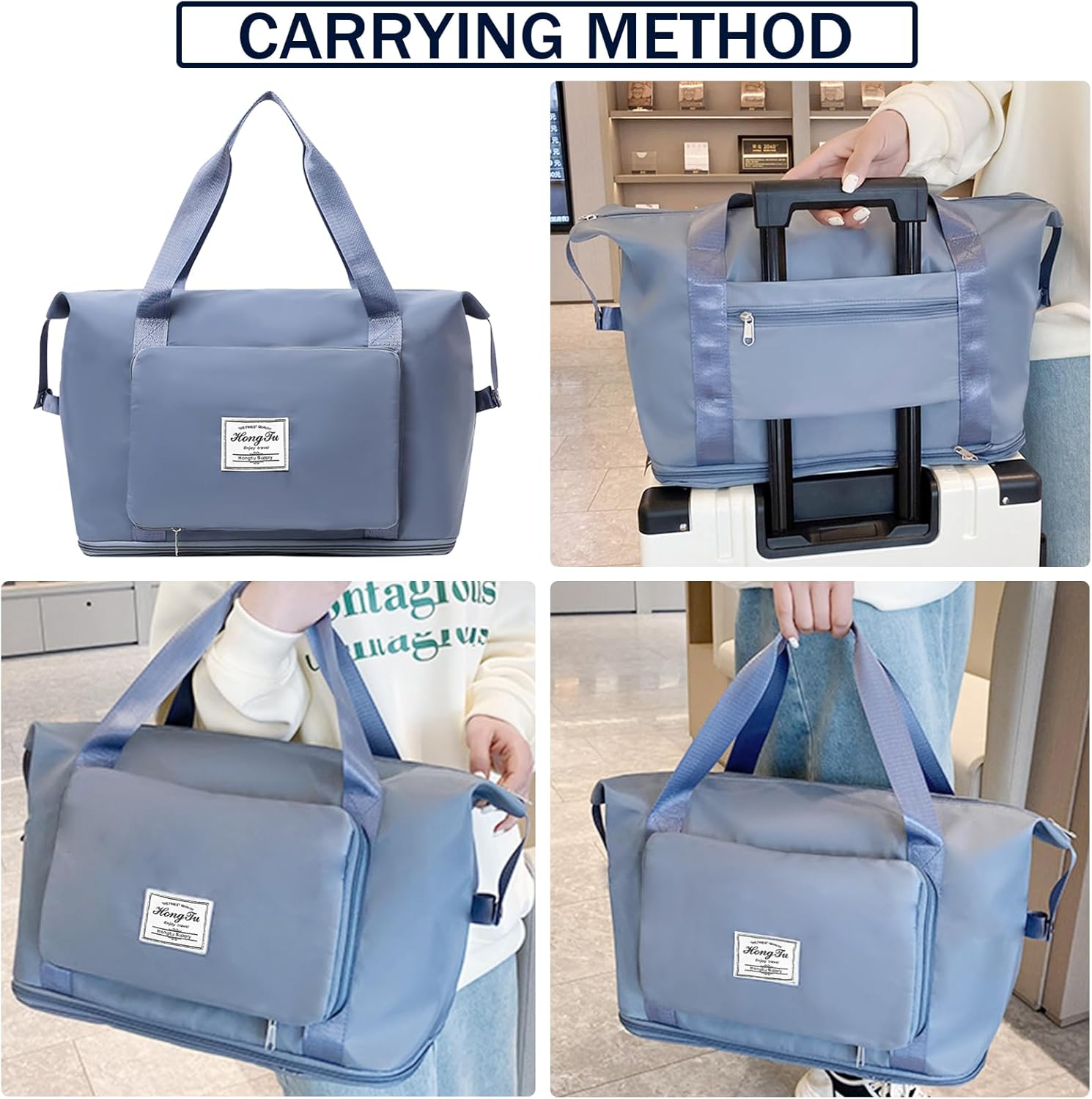 INVODA Women's Weekender Overnight Carry-On Sports Tote Gym Bag - Image 5