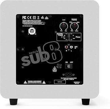 Kanto SUB8VMW Sealed Powered Subwoofer | 300W Peak Power | 8 Woofer | Matte White