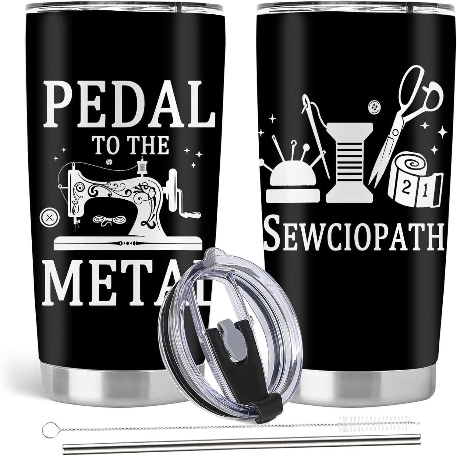 Sewing Gifts for Women, Gifts for Sewers, 20oz Stainless Steel Tumbler with Lid Straw